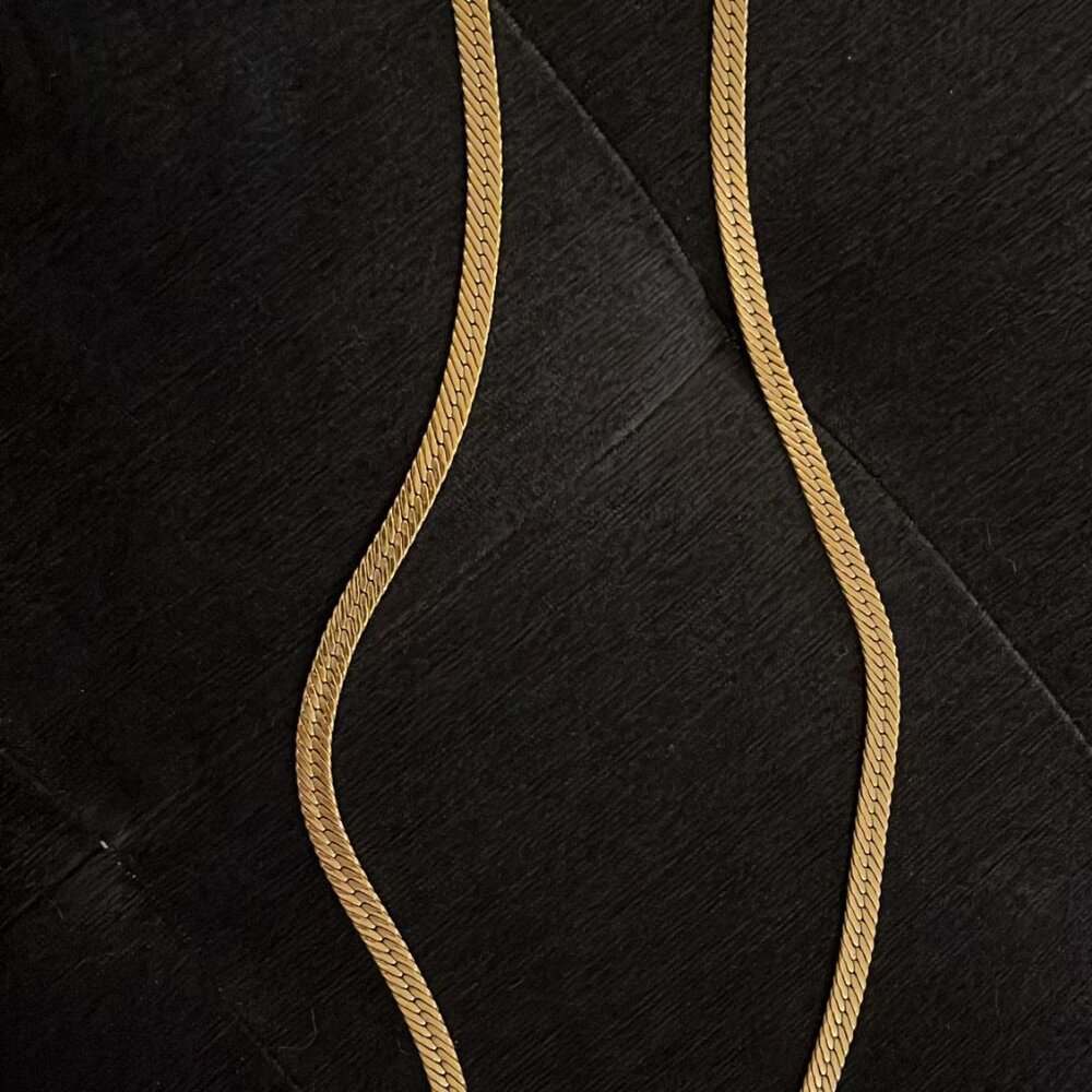 Vintage Givenchy Gold Plated Herringbone Necklace 30in